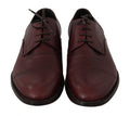 Men's Red Bordeaux Leather Derby Formal Shoes