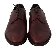 Men's Red Bordeaux Leather Derby Formal Shoes