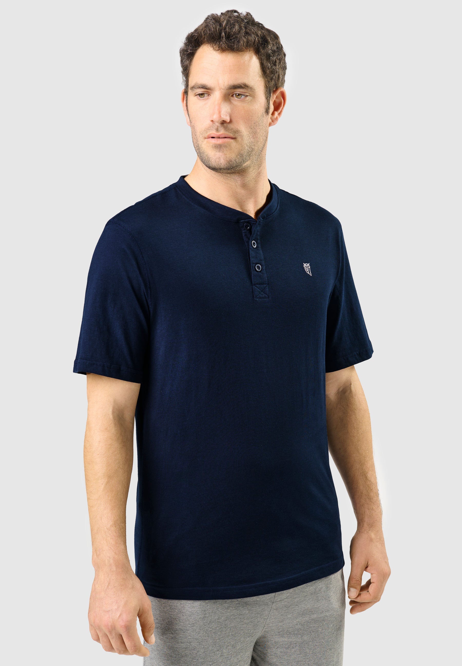Camiseta Pijama Hombre Manga Corta Tapeta Algodón Lisa - Azul 7628_39