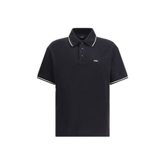 Men's Embroidered Monogram Cotton Polo Black