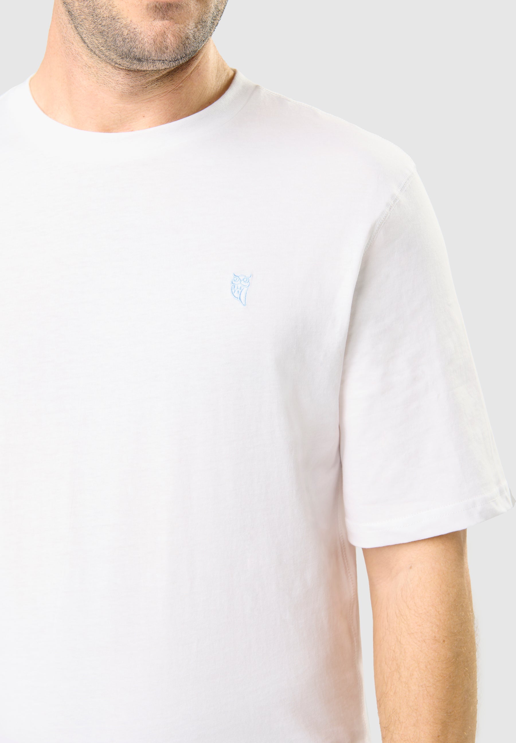 Camiseta Pijama Hombre Manga Corta Redondo Algodón Lisa - Blanco 7630_01