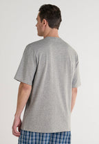 Camiseta Pijama Hombre Manga Corta Tapeta Algodón Lisa - Gris 7636_20