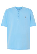 Camiseta Pijama Hombre Manga Corta Tapeta Algodón Lisa - Celeste 7637_30