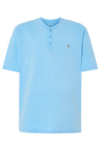 Camiseta Pijama Hombre Manga Corta Tapeta Algodón Lisa - Celeste 7637_30