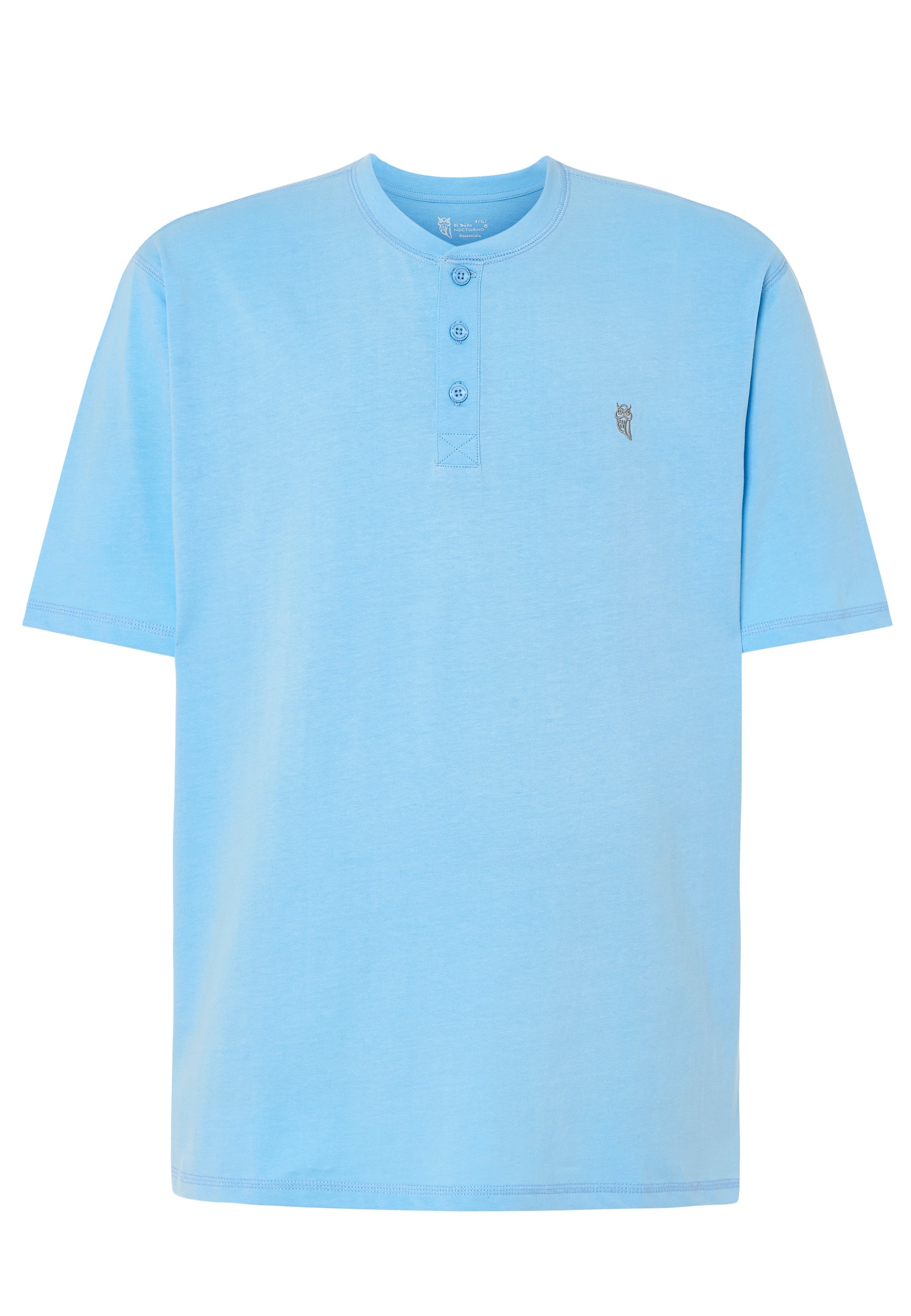 Camiseta Pijama Hombre Manga Corta Tapeta Algodón Lisa - Celeste 7637_30
