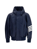Thom Browne Technical Twill with Signature 4-Bar Stripes Jacket — Navy