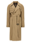 Balenciaga Deconstructed Cotton Twill Trench Coat — Beige