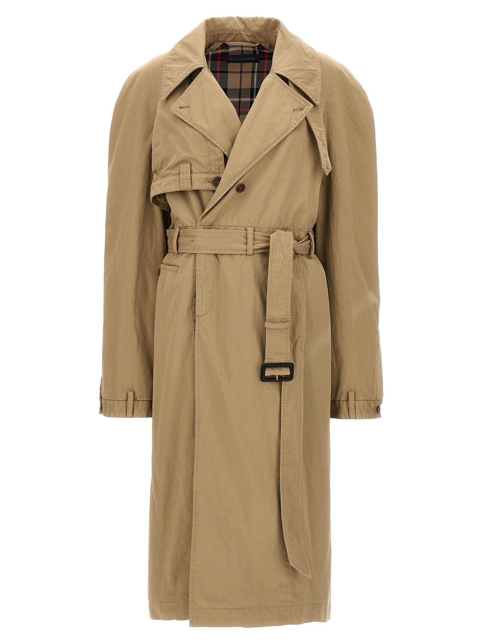 Balenciaga Deconstructed Cotton Twill Trench Coat — Beige