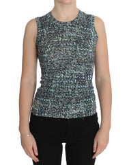Women's Blue Wool Sweater Sleeveless Pullover Clothing