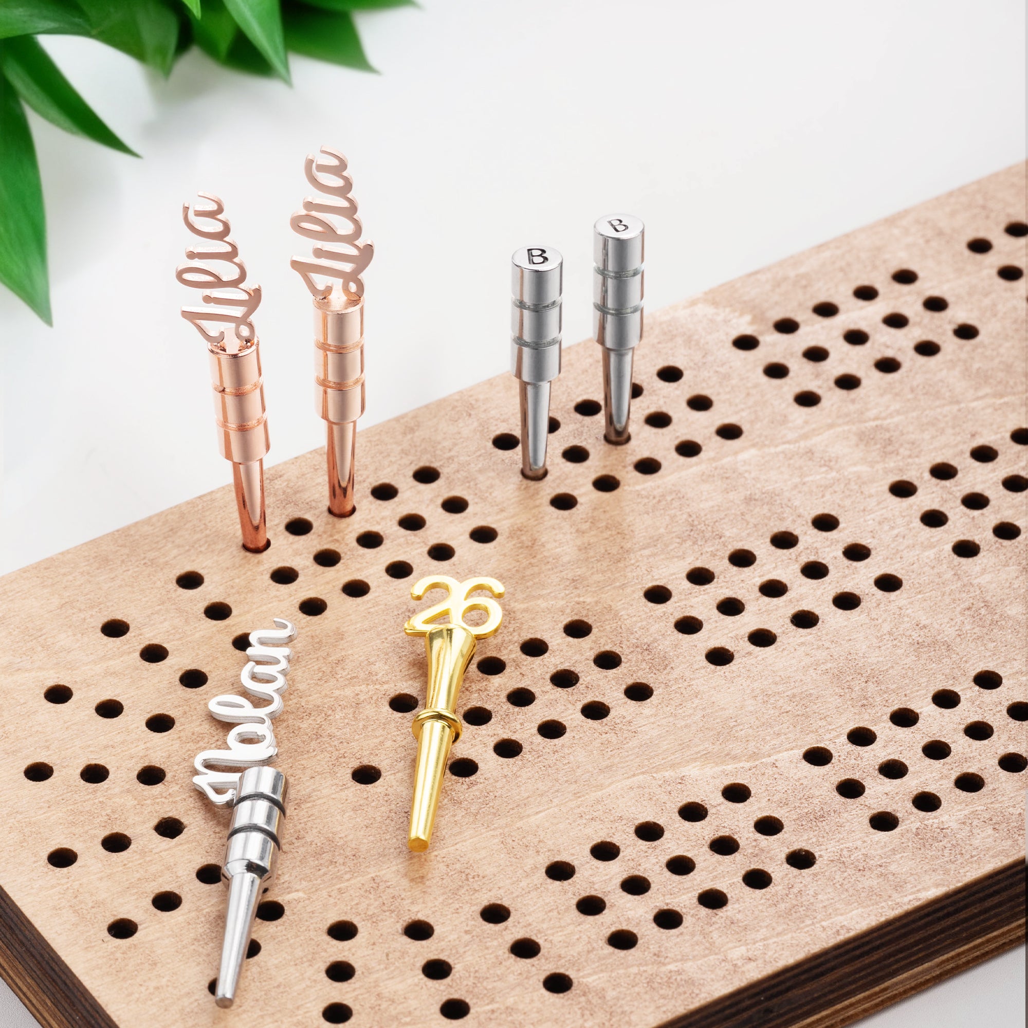 Número de la Suerte Personalizado Nombre Inicial Diseño Metal Cribbage Clavijas Noche de Juegos Fiesta de Cumpleaños Regalo para los amantes de Cribbage