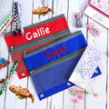 Nombre bordado personalizado Funda de tela Oxford de tres anillas para lápices Carpeta Material de escritorio Regalo de vuelta al cole para niños