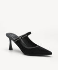 GraceLithe Velvet Bow Pointed Toe Heeled Mule - Black / US 9 | EU 40 | UK 7