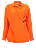 Ferragamo Asymmetric Satin Shirt — Orange