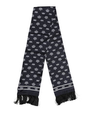 Black Silk Crown Fringes Men Foulard Scarf