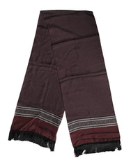 Men's Maroon Dotted Silk Fringes Foulard Scarf