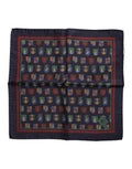 Men's Multicolor Medals Square Foulard Scarf Silk