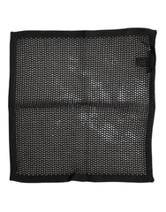 Men's Black Patterned Cotton Square Foulard Scarf