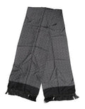 Black Patterned Fringes Men Foulard Scarf Silk
