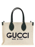 Bolso tote de lona con logo de Gucci — Beige