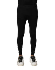 Men's Nylon Elastic Logo Leggings Black Elastane