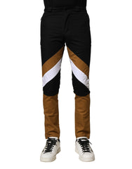 Multicolor Cotton Slim Fit Men Pants Elastane Nylon