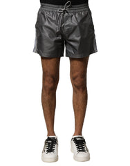 Men's Gray Polyester Mid Waist Casual Bermuda Shorts