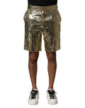 Men's Gold Sequin Polyester Embellished Bermuda Shorts