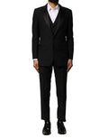 Men's Black Wool 3 Piece Single Breasted Suit Virgin Silk Polyester
