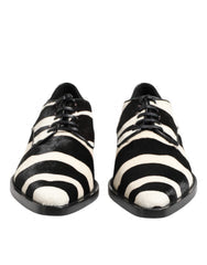 Men's Zebra Pony Fur Derby Shoe Black Calf Lamb