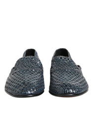 Men's Woven Leather Loafer Blue Goatskin