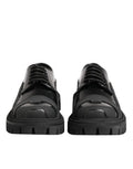 Men's Black Patent Leather Trekking Derby Shoes Calf