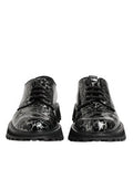 Men's Crackled Patent Leather Derby Shoe Black