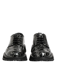 Men's Crackled Patent Leather Derby Shoe Black