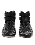 Men's Black Quilted Leather Lace Up Sneakers Shoes