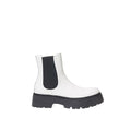 Women's Black And White Leather Chelsea Boots