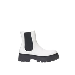 Women's Black And White Leather Chelsea Boots