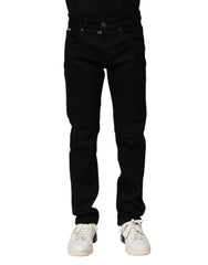 Men's Black Cotton Skinny Denim Jeans Elastane Clothing