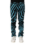 Men's Blue Black Stripes Skinny Denim Jeans And Cotton Clothing