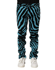 Men's Blue Black Stripes Skinny Denim Jeans And Cotton Clothing