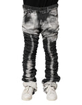 Men's Black Tie Dye Straight Denim Jeans And White Cotton Elastane Clothing