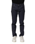 Men's Dark Blue Cotton Skinny Denim Jeans Elastane Clothing