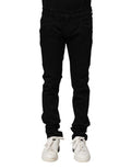 Black Cotton Skinny Men Denim Jeans Elastane Clothing
