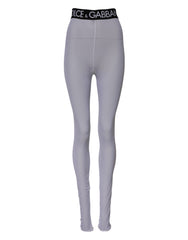 Women's Logo-Embroidered Nylon Leggings Gray Elastane
