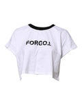 Women's White Graphic Print Crew Neck Cropped T-Shirt Cotton
