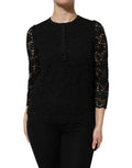 Women's Black Nylon Lace Long Sleeve Blouse Top Viscose