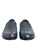 Blue Exotic Leather Slip On Loafers Men Dress Shoes Crocodile