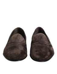 Men's Brown Velvet Leather Slip On Loafers Shoes
