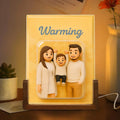 Personalizada Funny 3D Cartoon Character Photo Acrylic LED Night Light con base de madera y título Home Decor Birthday Gift for Pet Lover Family