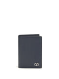 Valentino Garavani VLogo Signature Grained Calf Card Case — Navy