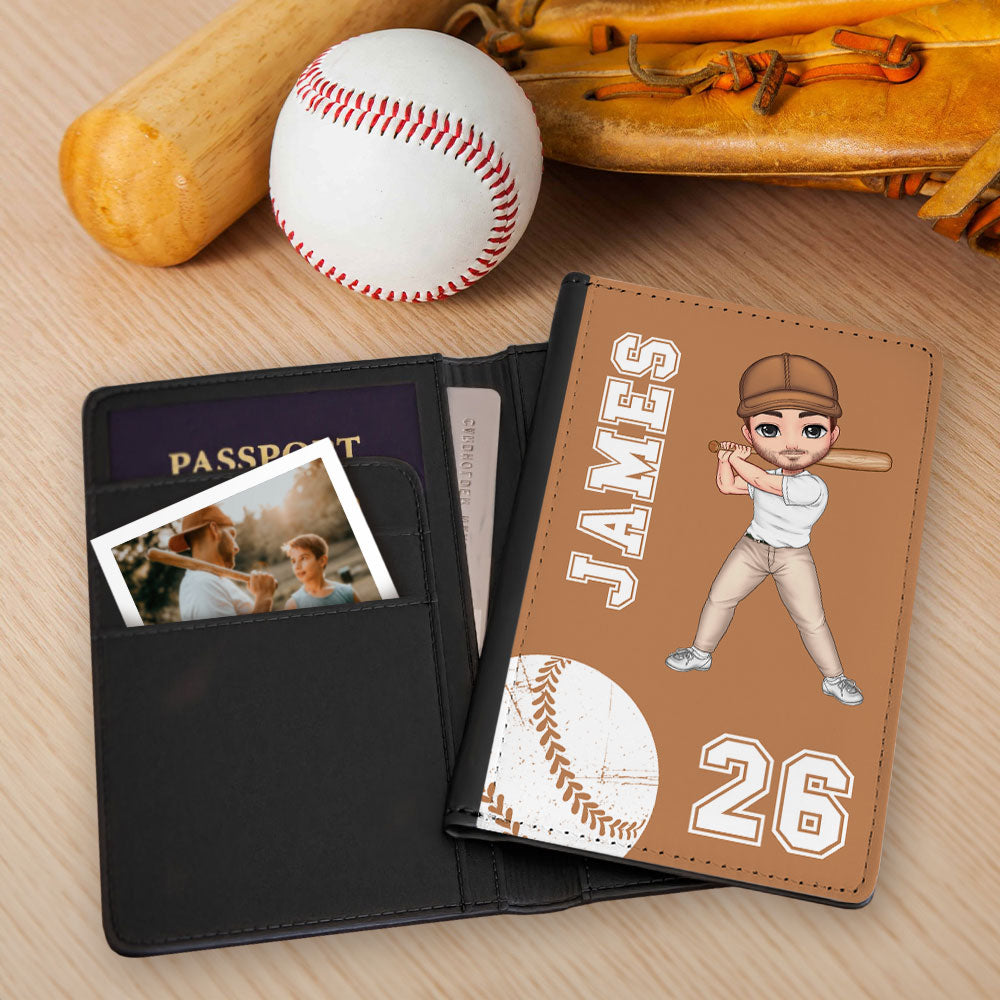 Personalizado Multicolor Bola Deportes Personaje de dibujos animados Porta Pasaporte de cuero con nombre Accesorios de viaje Regalo de cumpleaños para los amantes de los viajes